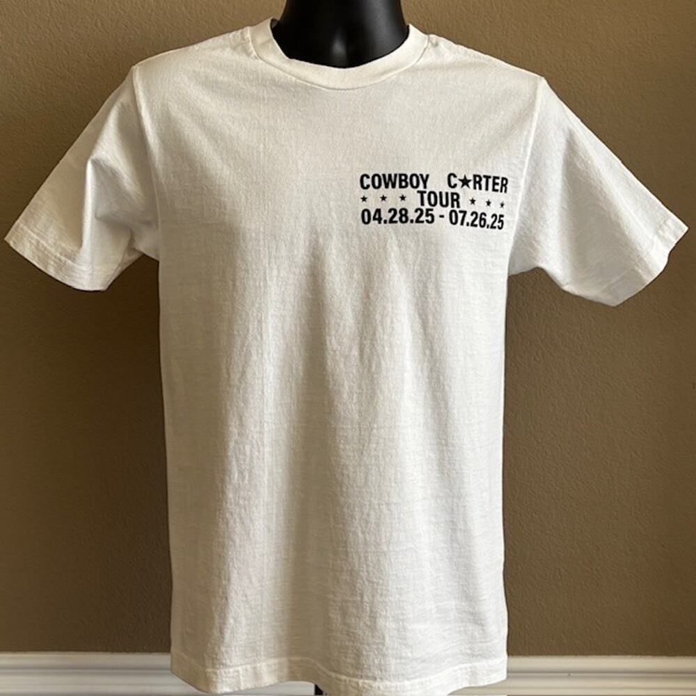 Official Sz. Small Beyonce Cowboy Carter Tour White Shirt w/Dates on Back S/S